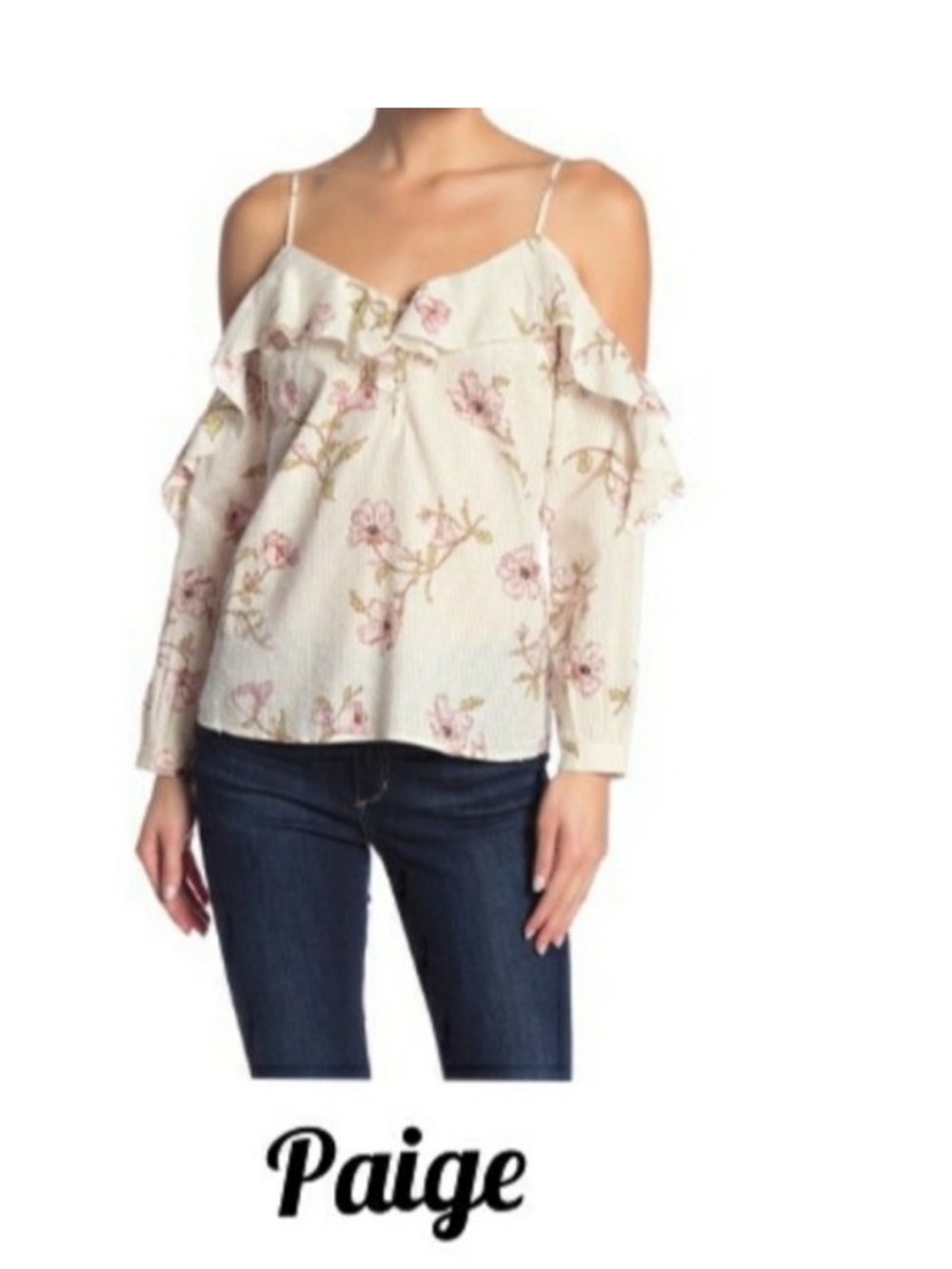 PAIGE Arabeth Cold-Shoulder Ivory  Ruffle Blouse size xs